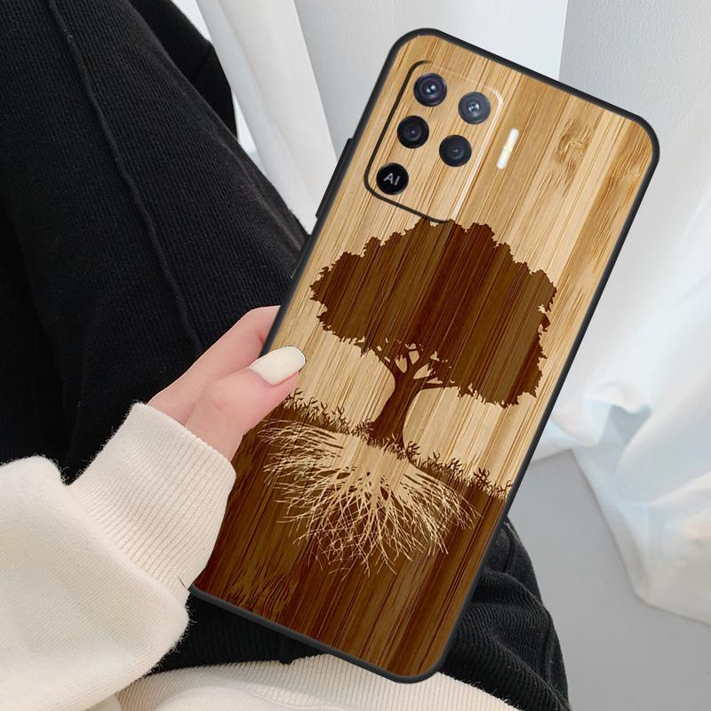 Tree Flower Bamboo Wood Case For Oppo A40 A60 A80 A5 Pro A15 A16 A17 A57 A77 A94 A74 A54 A76 A96 A18 A38 A58 A78 A98