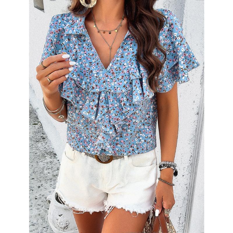 Women Elegant Summer Style Printed Short Sleeved T-shirt