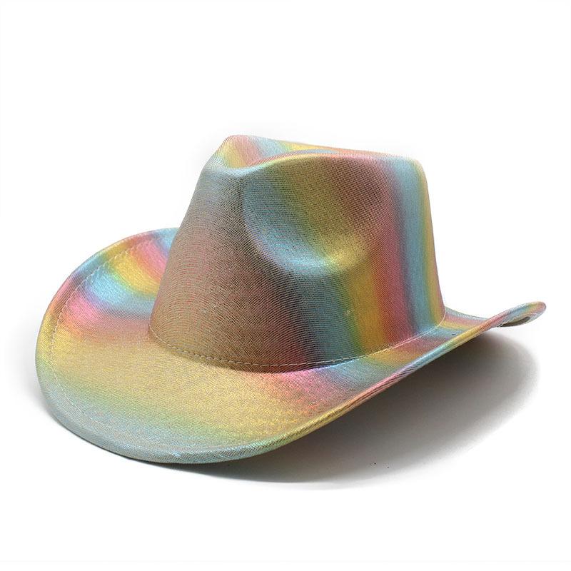 Rainbow Striped Cowboy Hat Colorful Top Hat Western Men And Women Party Orgy Decorative Holiday Hat