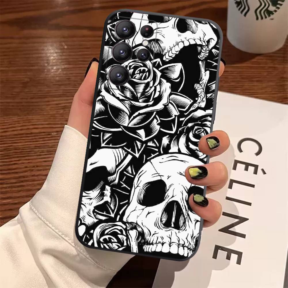 Skull Gothic Creepy Pastel Goth Case For Samsung Galaxy Case S25 S23 S22 S21 S30 S20 S10 Ultra Plus FE TPU Soft Cover