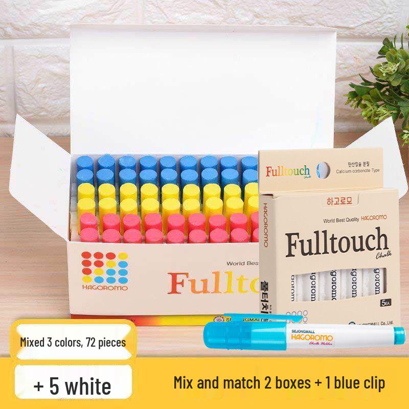Feather Robe Dustless Chalk Set: White & Red Chalk with Anti-Stain Holder for Teacher and Children Use