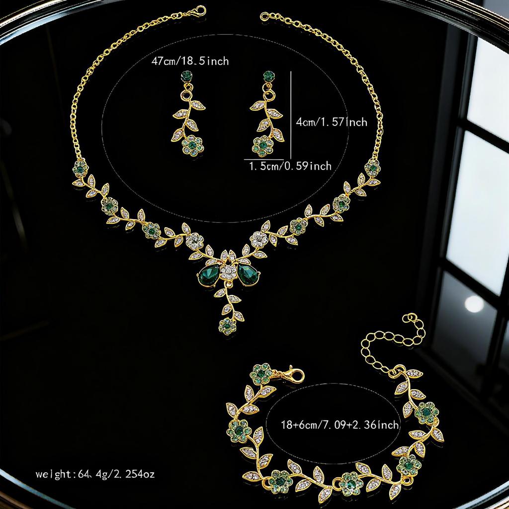 Wyrazisty zestaw biżuterii z cyrkoniami: Naszyjnik, Kolczyki i Bransoletka na Studniówkę lub jako Akcesoria do Kostiumu.