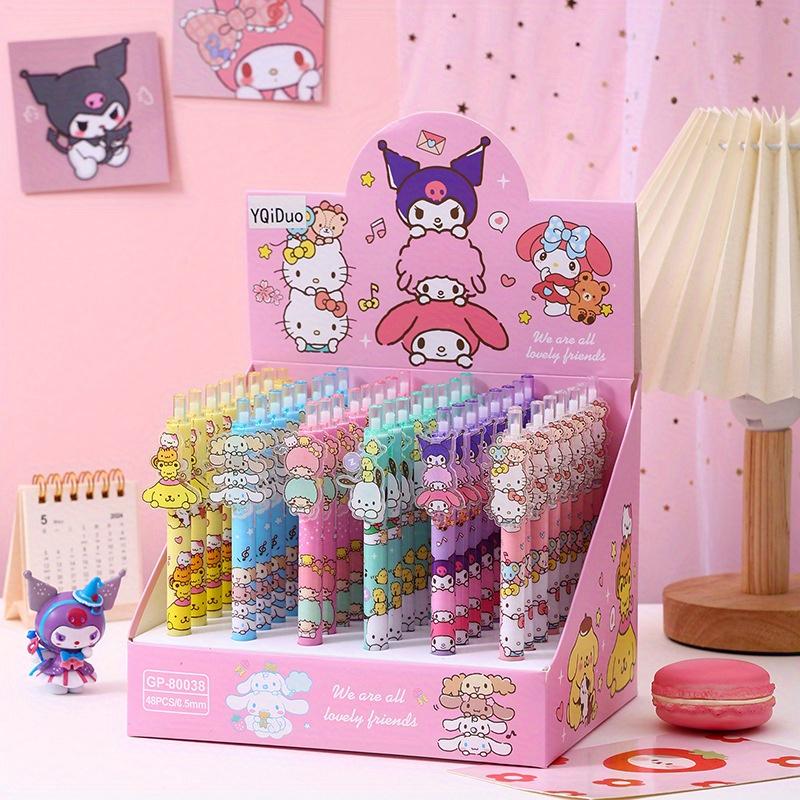 

48Pcs Sanrio HelloKitty My Melody Kuromi 0.5mm Cute Family Stacking Music Press Pen Cartoon Acrylic Patch Neutral Pen High-value Gift Pen Back To Scho Random style 48pcs