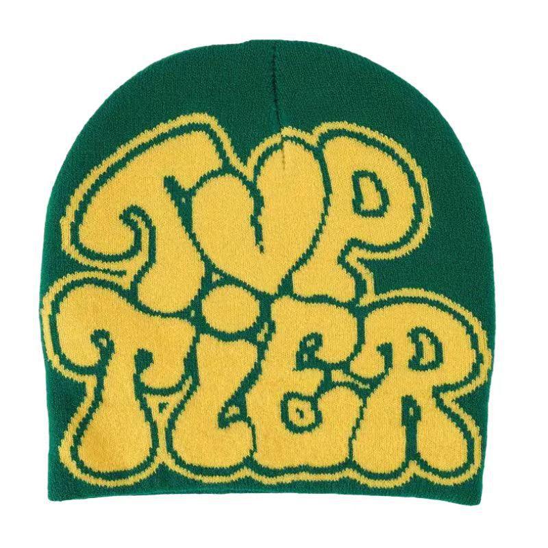 New Y2K Jacquard Letter Bean Hat Winter Cold Protection and Warmth Knitted Knitted Cold Hat for Men and Women