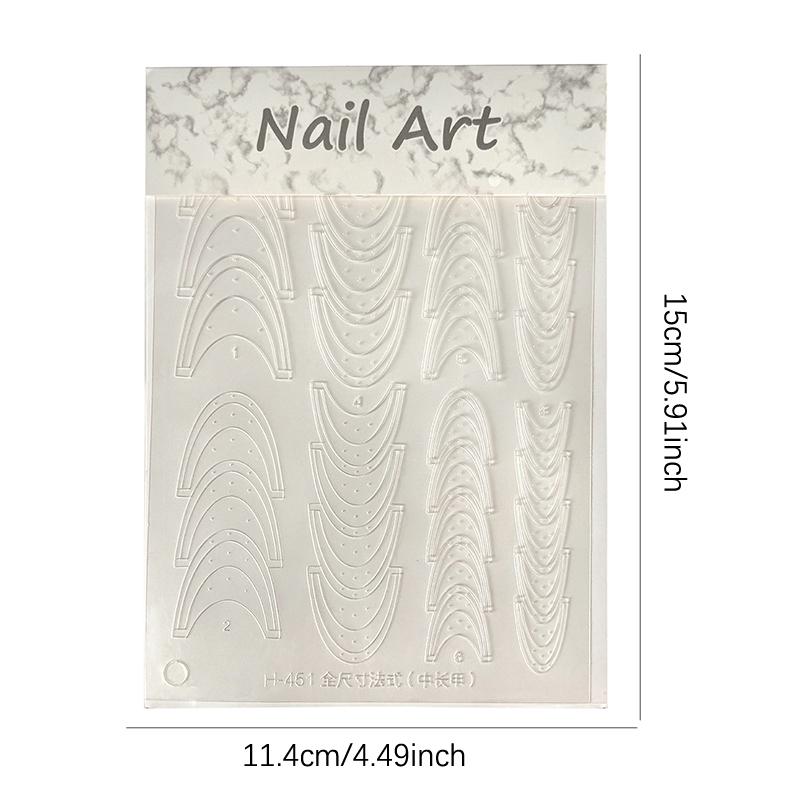 Fully Transparent Hollow French Nail Stickers Spray Painting Stencil French Edges Templates Patting Glue Adhesive Auxiliary Tool