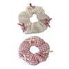 Plaid Hair Scrunchies No Crease Frizz Control Faux Pearl Bow Hair Ties No Damage Rubber Band Ponytail Holder Women Girls Hair Accessories