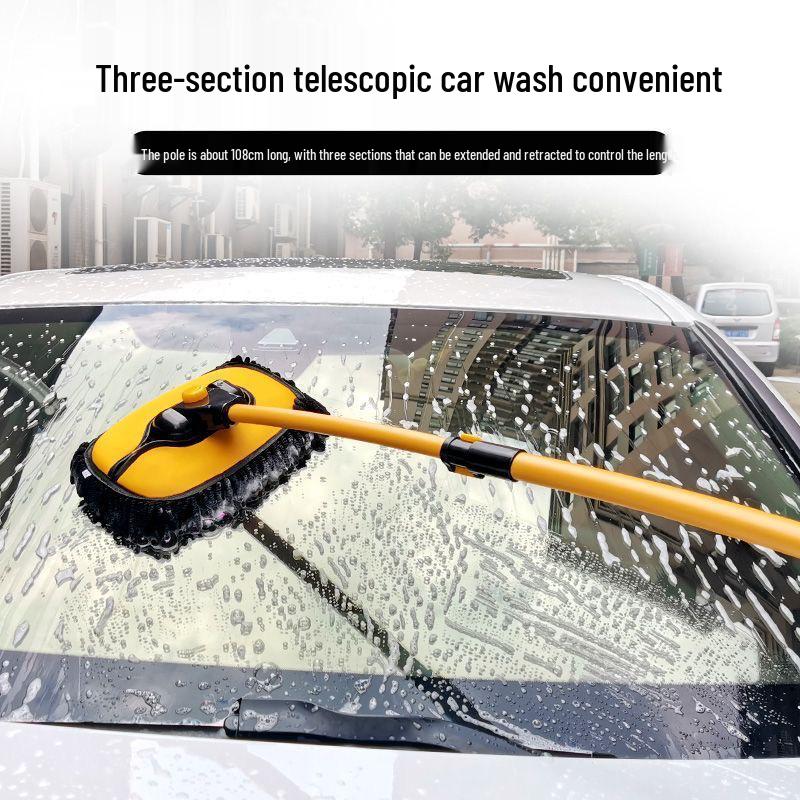Curved Soft Bristle Telescopic Car Wash Mop & Brush