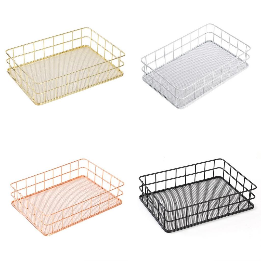 IJzeren Make-up Organizer Mand Met Gaas Voor Badkamer En Bureau Opslag