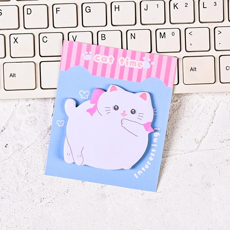 Cartoon Cat Memo Sticky Notes - Cute Irregular Shaped Animal Message Pads for Students