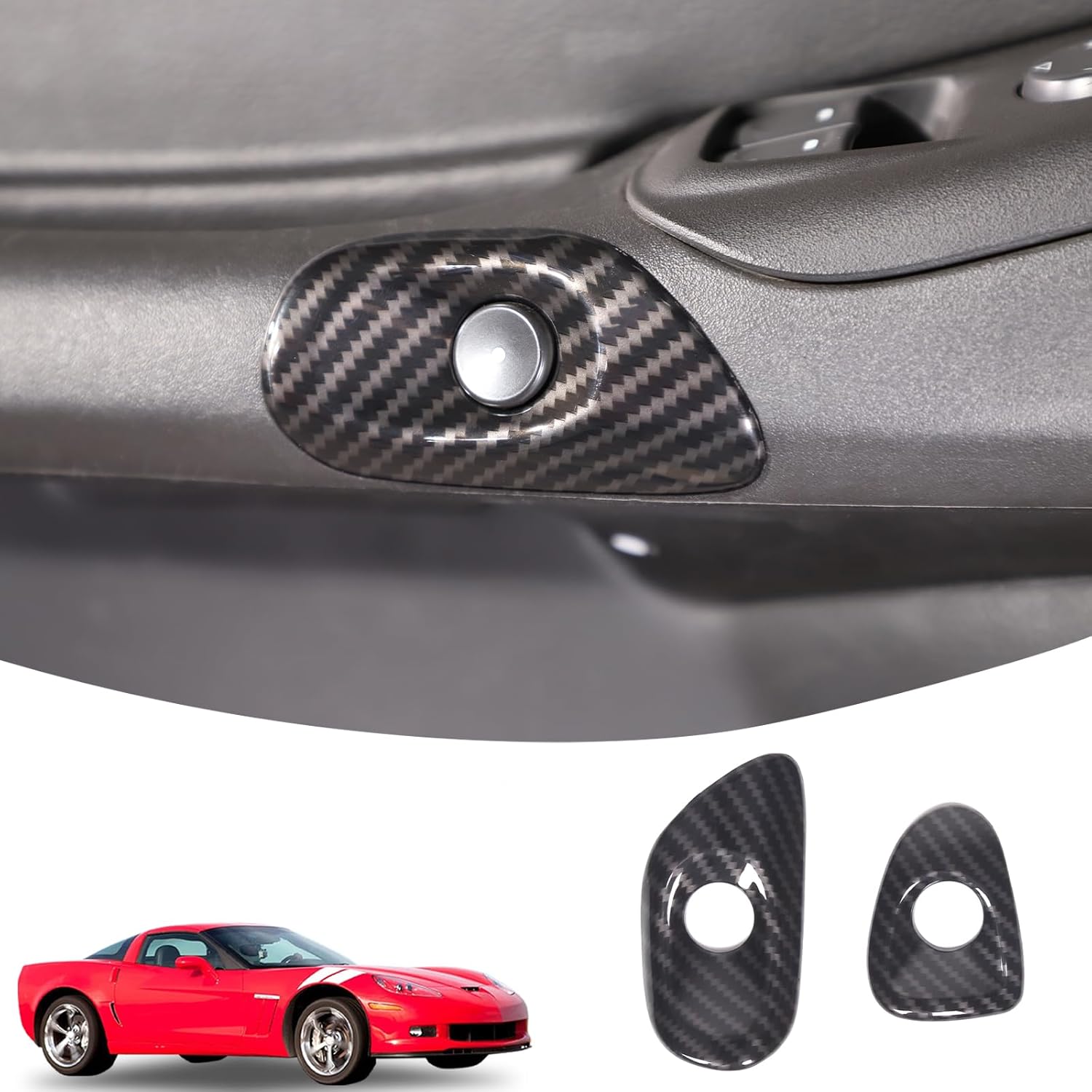 

Lcojicep Car Switch Button Trim Compatible with Corvette C6 Z06 ZR1 2005-2013 Door Switch Button Lock Trim Door Switch Button Trim Frame Panel Real Carbon Fiber Grain(ABS)