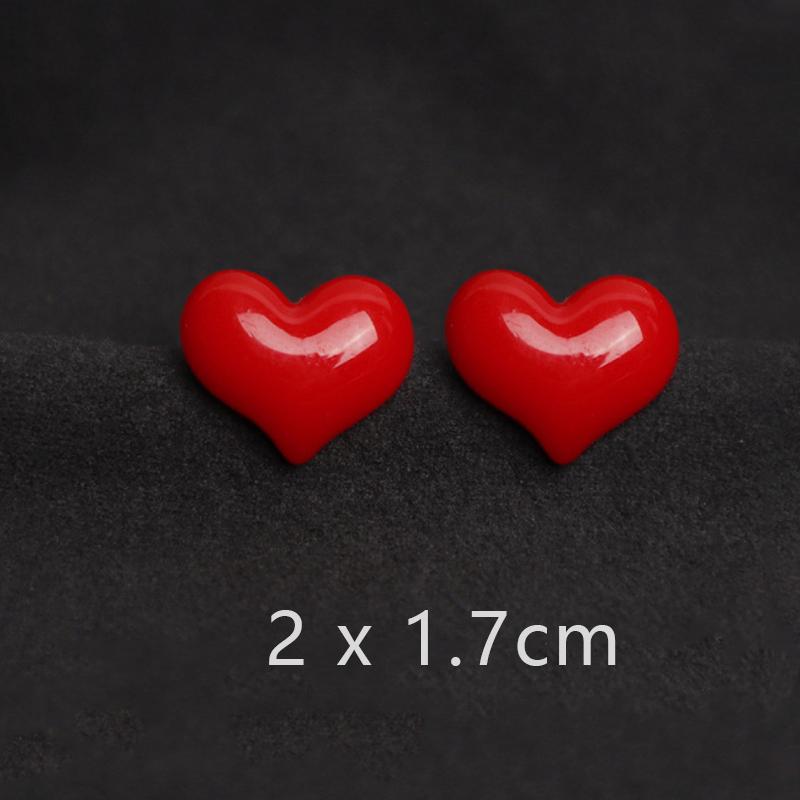 2Pcs Women Cute Red Heart Brooches Romantic Love Heart Resin Pins Mini Decorative Fashion Lovers Gift Clothes Bag Accessories