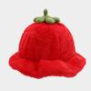 Small fresh and cute pumpkin hat female warm tide plush fungus edge bucket hat autumn and winter sunshade basin hat