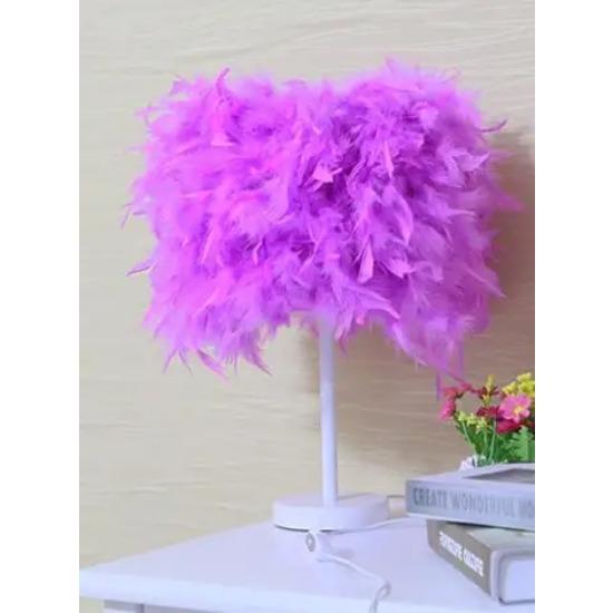 Lampă de masă modernă cu pene Nuntă simplă Cadou de Ziua Îndrăgostiților Prințesă Decorare caldă pentru dormitor Noptieră Lampă mică de noapte