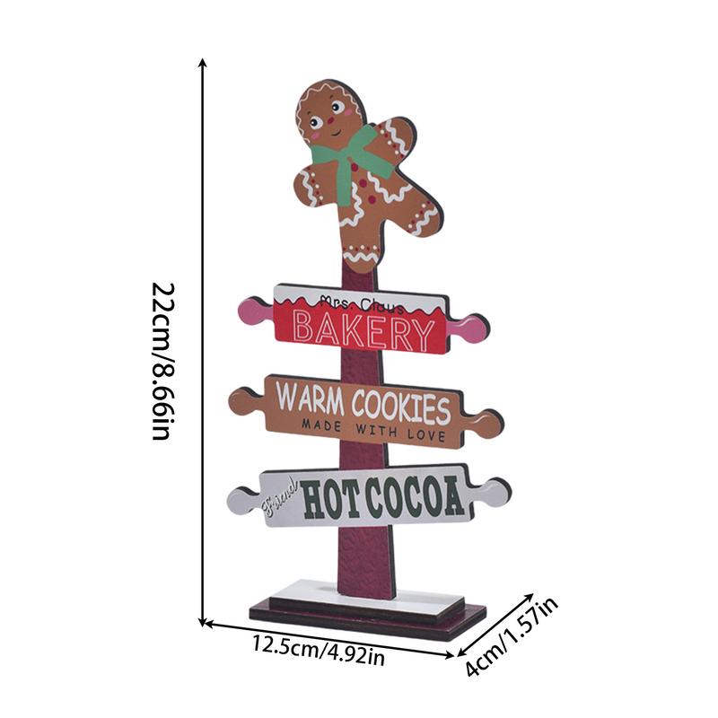 Wood Christmas Trees Gingerbread Man On Topper Desk Christmas Tree Decorative Christmas Tiered Tray Decor Sign Holiday Ornament