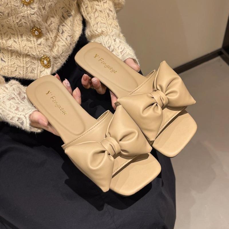 Fashion Women's Slippers  Platform Shoes Sandals Female 2025 Sexy Bow  Flat Slippers for Ladies Beach Vacation Women Summer Flip-flops