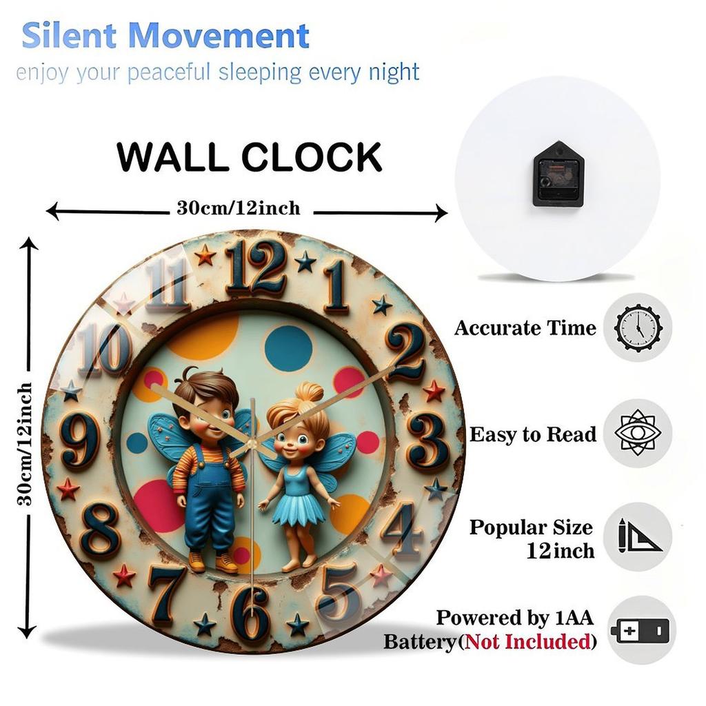 Versatile 30cm Round Wall Clock with Glass Surface and Decorative Metal Case
