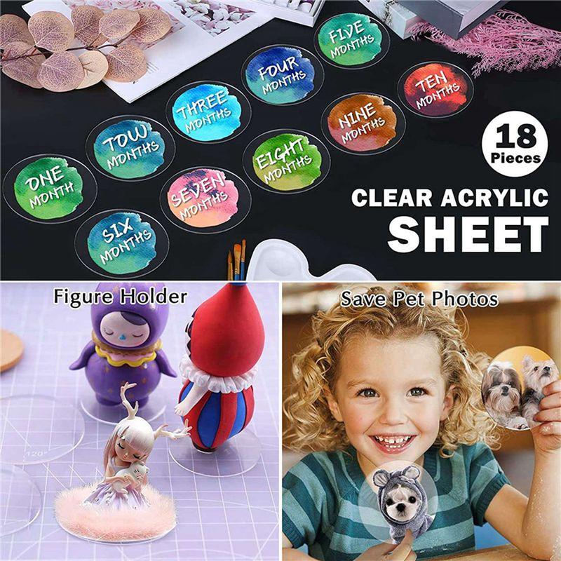 A60Z54 Pcs Clear Acrylic Disc 4 Inch Circle Acrylic Sheet Thick Circle Acrylic Rounds Blanks Acrylic Panel For DIY Craftsmay