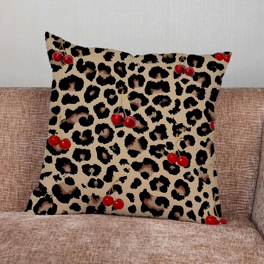 Leren Print Kers Ster Kussensloop Voor Huis Slaapkamer Auto Kantoor Decoratie Woonkamer Bank Kussenhoes Geschikt 50x50cm