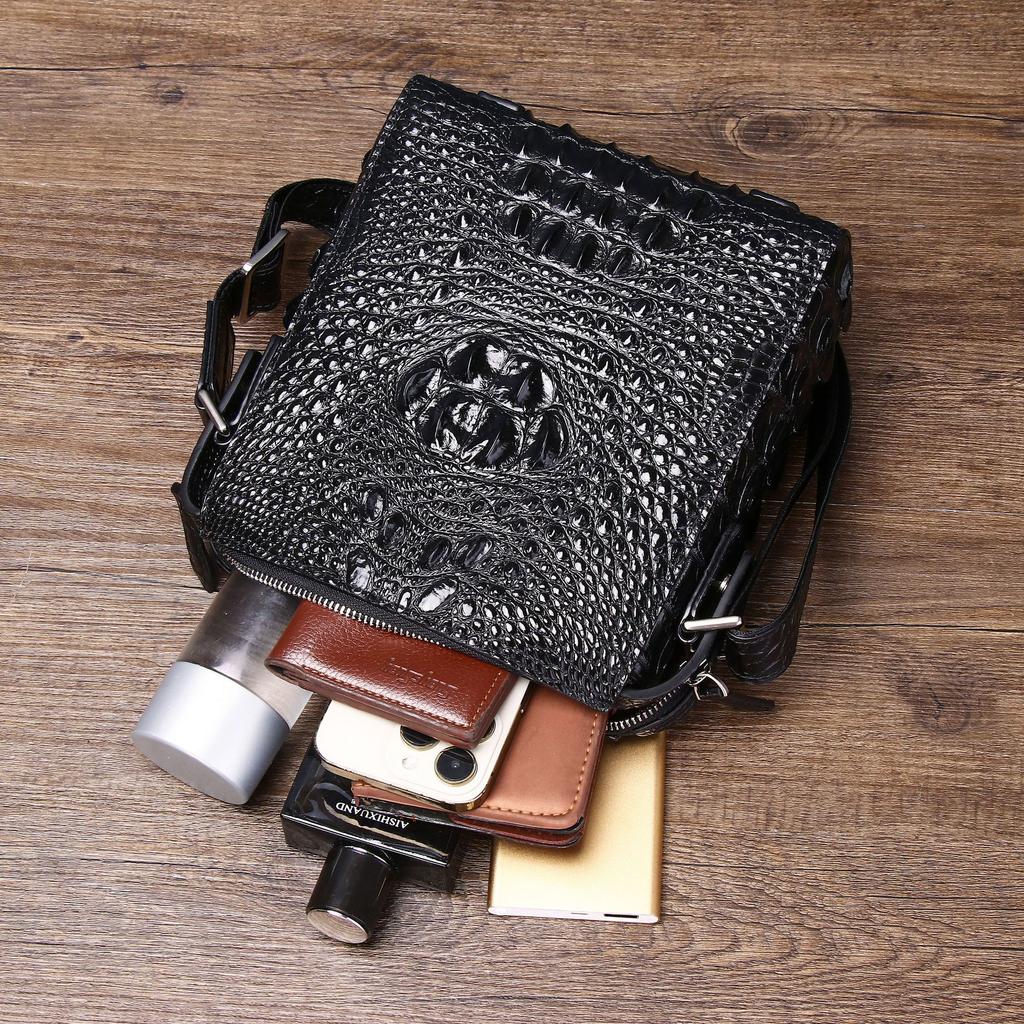 New Crocodile Bone Pattern Men's Single Shoulder Cross Bag, Fashionable and Casual Men's Bag, Trendy Bag, Outdoor Small Shoulder Bag