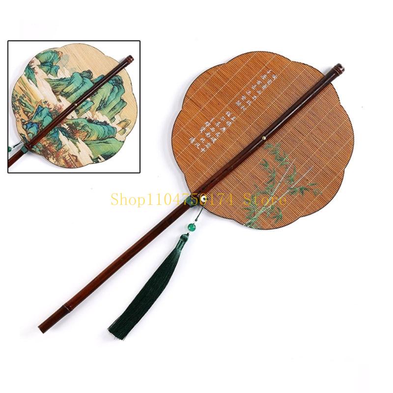 Bamboos Fan Round Foldable Hand Fan Ancient Waist Fan Hanfus Costumes Accessory top sale
