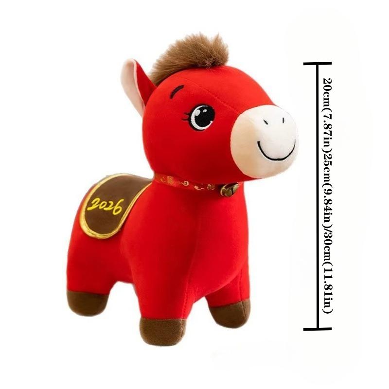 2026 Year of the Horse Mascot Plush Toy Zodiac Horse Figurine Stuffed Animal with Decorative Letter Print for Company Event Gift