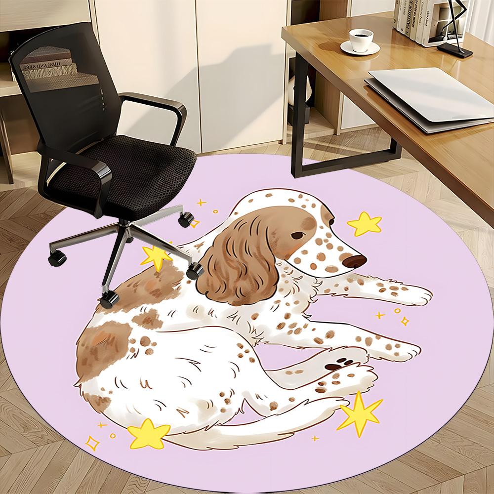 1pc Dog Stars Office Round Rug, Carpet for Office, Gaming, Lightweight Round Floor Mat yy260205071