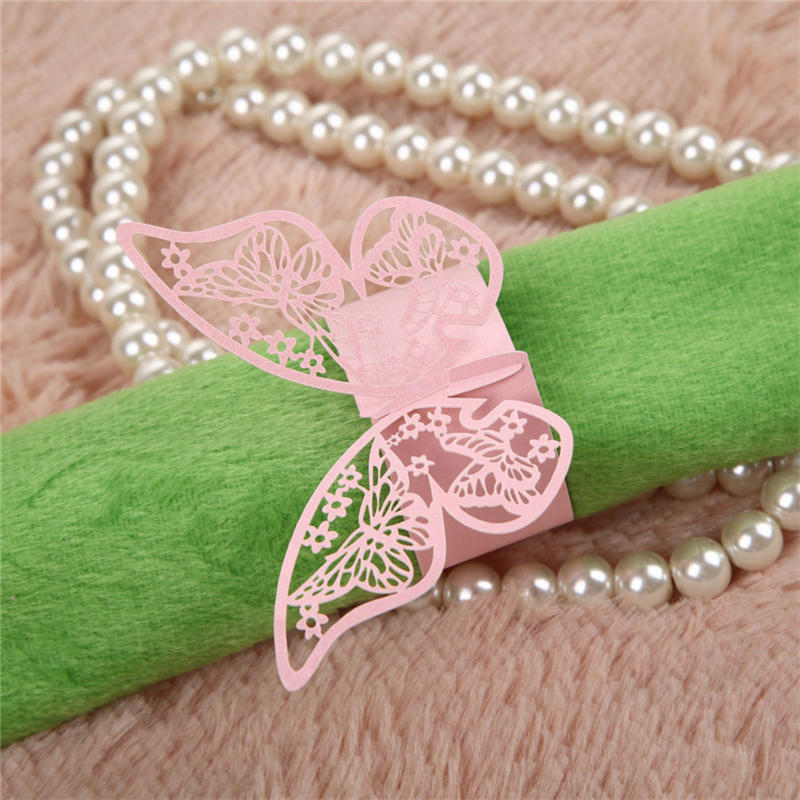 50PCS Butterfly Napkin Ring Paper Holder Table Party Wedding Favors Banquet