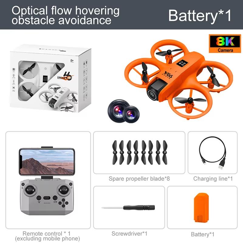 V66 Drone Aerial Photography RC Aircraft HD Dual Camera Intelligent Obstacle Avoidance Fixed Height Aircraft Foldable Quadcopter Children's Toys