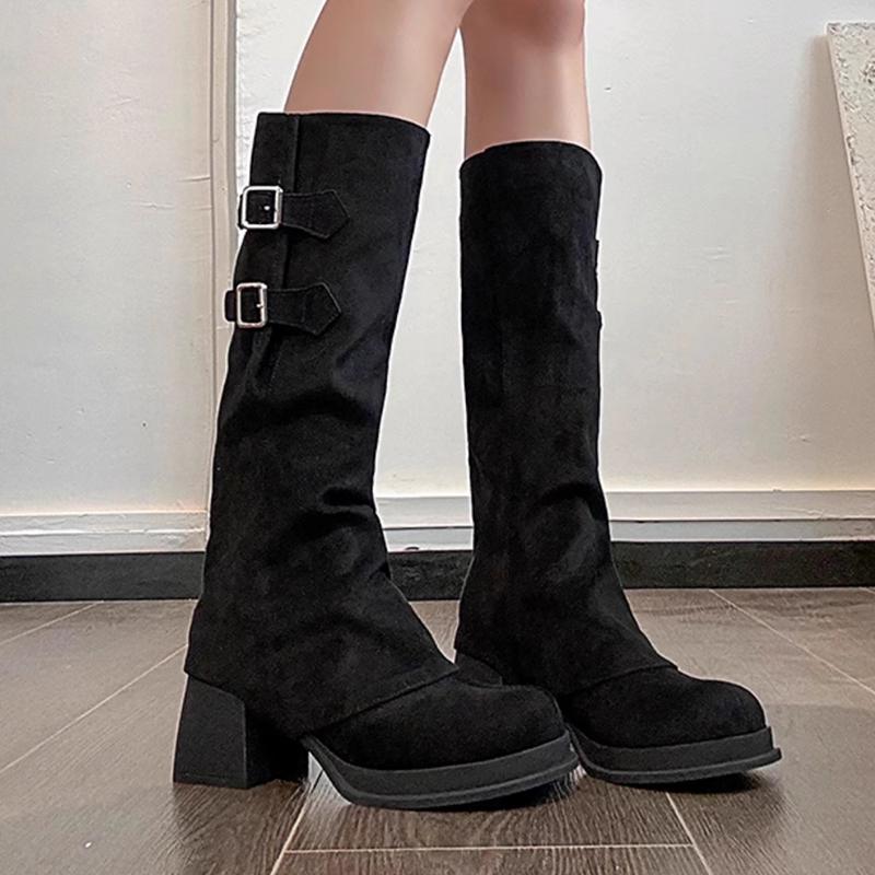 Fashion High Heels Women High Boots Chunky Designer Shoes Fashion Woman Pumps 2025 Autumn Dress Walking Casual Goth Chelsea Botas Mujer