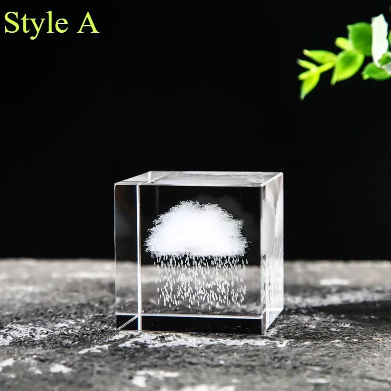 Crystal Transparent Glass Stone Carved Clouds Dandelion Rain Sun Love White Embryo Decoration. Best Choice for Gift Giving
