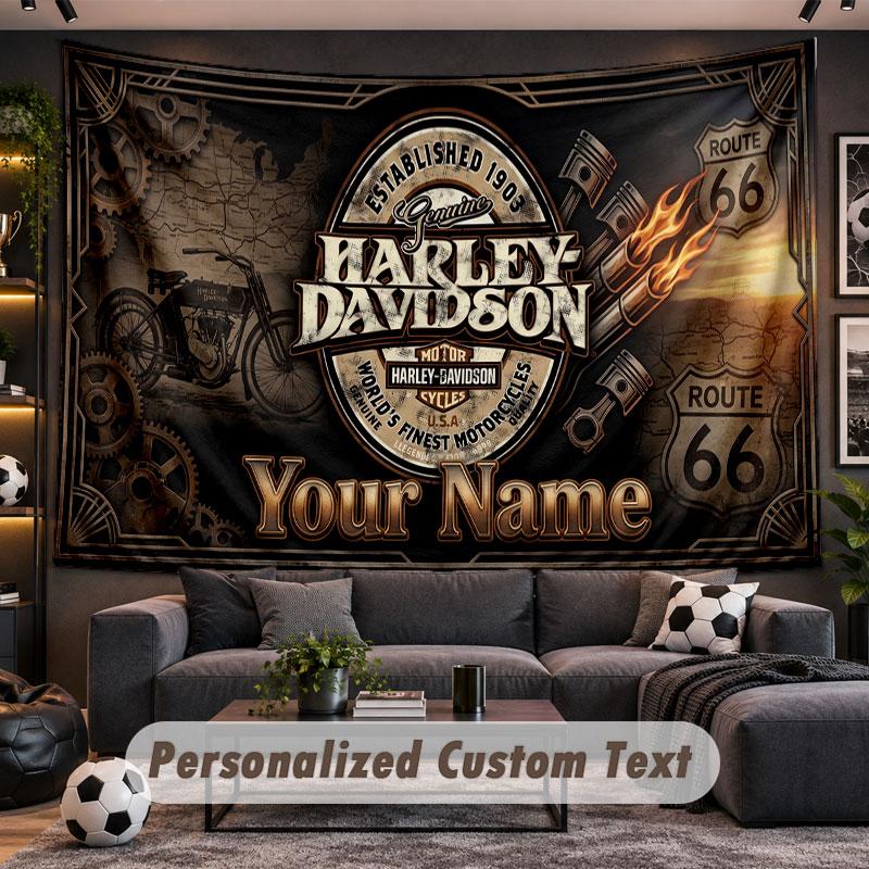 Arazzo da Parete Nome Personalizzato Modello Harley-Davidson Tessuto Stampato Personalizzato Decorazione Murale