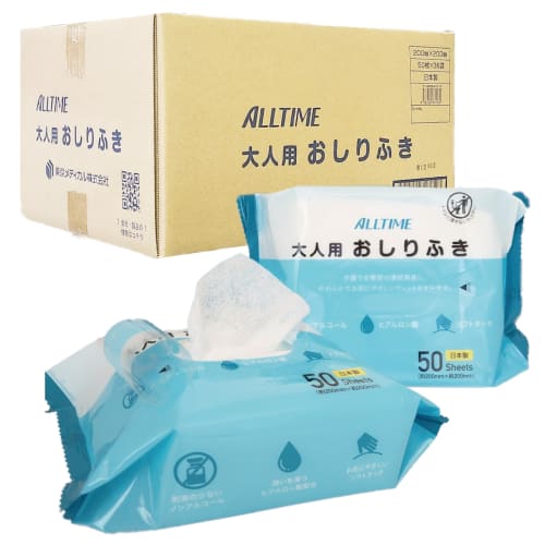 

[Оптовая покупка] Влажные салфетки для взрослых Tokyo Medical, не смываемые, 1800 штук (50 салфеток x 36 упаковок), Сделано в Японии, Мягкое прикосновение, Безалкогольное, Содержит Hya