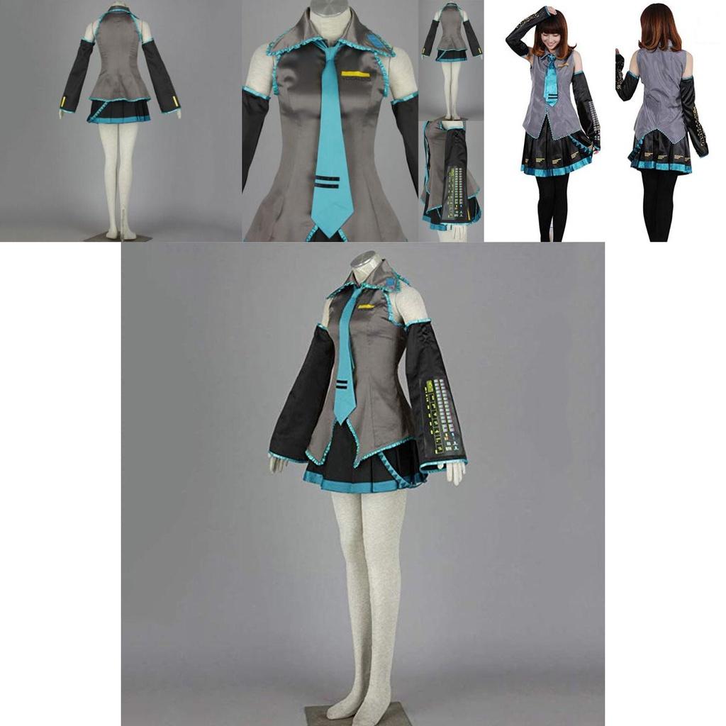 Skin-friendly Hatsune Miku Vocaloid Cosplay Suit With Wig Tops Dress And Tie