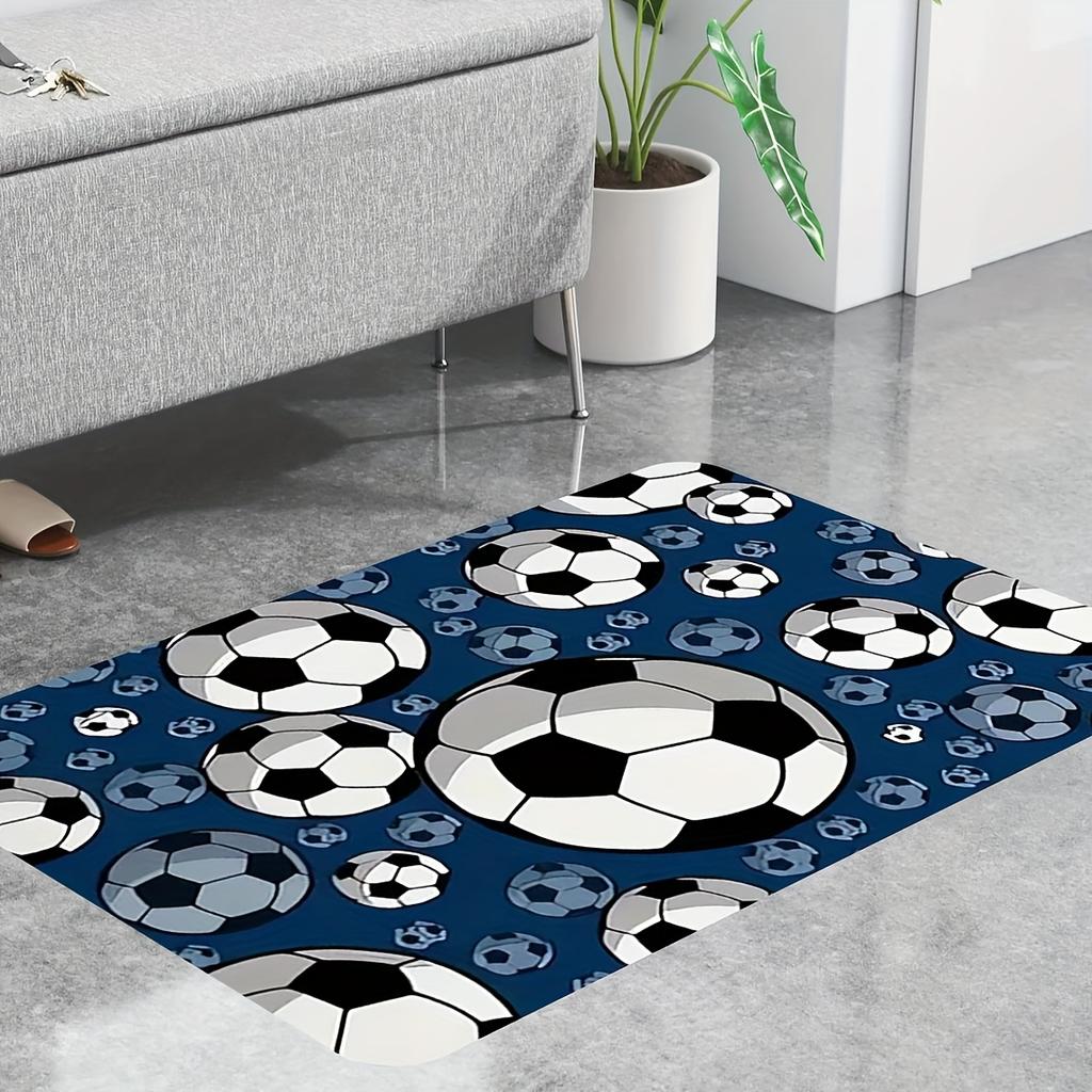 Tappeto Onda Calcio Cielo Azzurro - Tappetino Geometrico Stampato in Flanella per Camera da Letto, Cucina e Soggiorno - Tappeto da Interno Antiscivolo