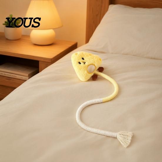 Silent Cat Play Toy Cotton Rope Toy, Plush Cloud Carrot Cheese Chew Stuffed Crocodile for Indoor Cats Teething Relief, Interactive Woven