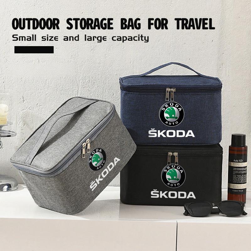 AAABT1 Auto Kulturtasche Wasserdichte Reise Wasch Aufbewahrungstasche Kosmetik Beutel Für Skoda Kamiq Karoq Octavia 2 3 Rapid Scala Kami Fabia VII