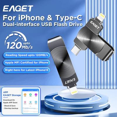 MFi Certified Flash Drive for Phone USB Memory Stick High Speed External Storage Compatible for iPhone/iPad/Android/PC