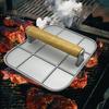 Meat Press Heat-resistant Ergonomic Wooden Handle Food-grade Cast Iron Round Burger Press Kitchen Tool Meat Press Plate