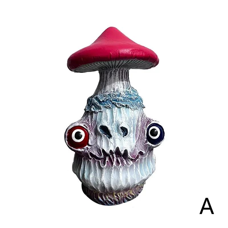 New Halloween Creative Skull Mushroom Sculpture Monster Resin Crafts Home Garden Decorations Office Desktop Decorations