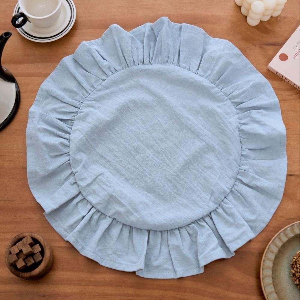 Solid Color Heat-Insulating Placemat Cotton Table Napkin Cloth Round Napkin Table Setting