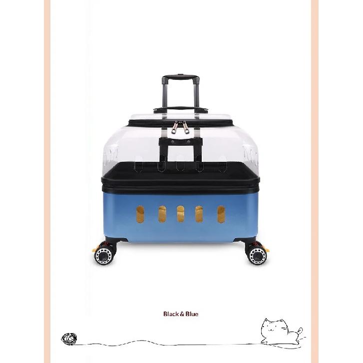 Dog Cat Transparent Bubble Carrier Airline Approved Hard Shell Portable Rolling Luggage Travel Case Dog Stroller Dog Car