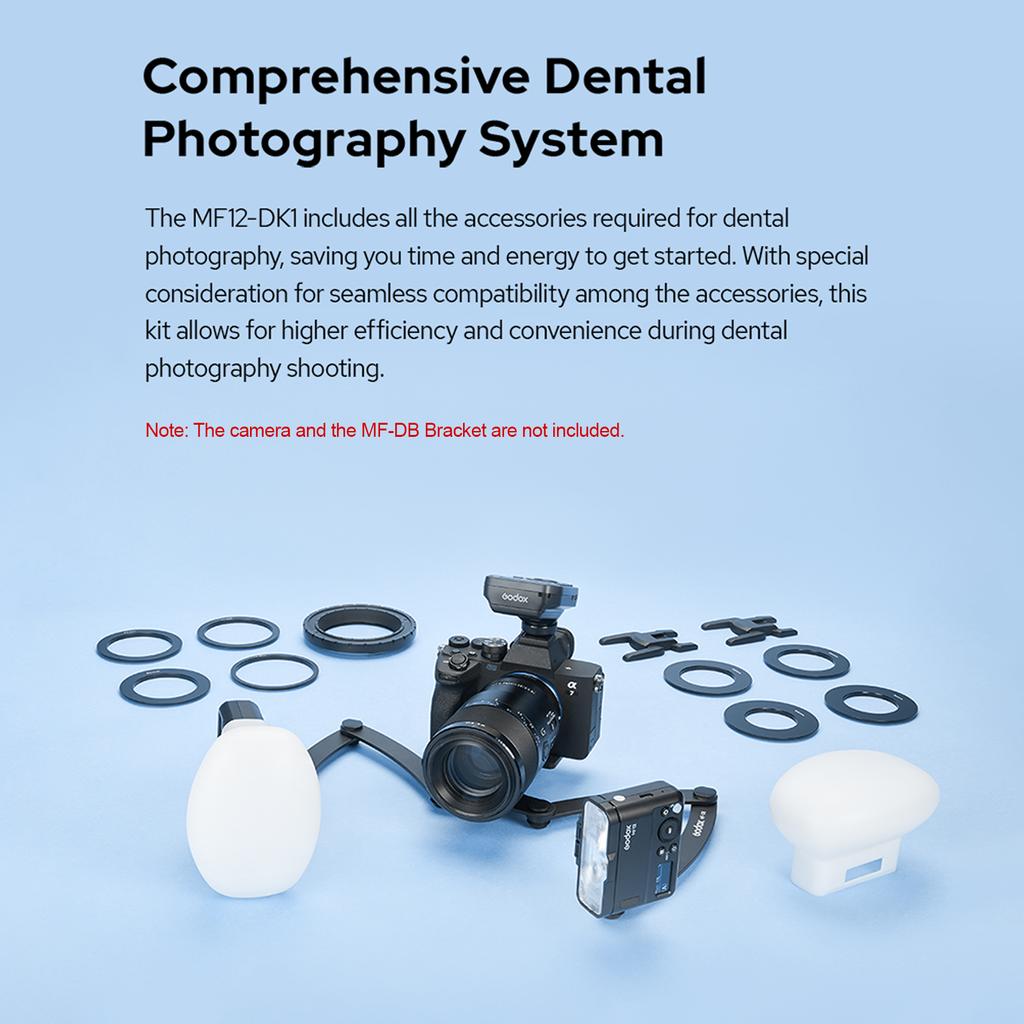 Kit bliț macro GODOX MF12-DK1, care include 2 x MF12 lumini TTL în afara camerei + 1 x declanșator Flsh + 8