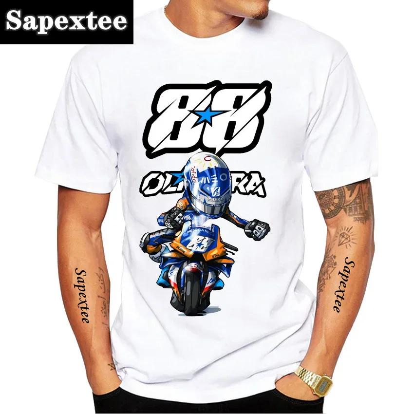 Ny sommar herr kortärmad 2025 Miguel Oliveira 88 Rider T-shirt Moto Sport Pojke Casual T-shirts Motorcykelåkning Vita Toppar
