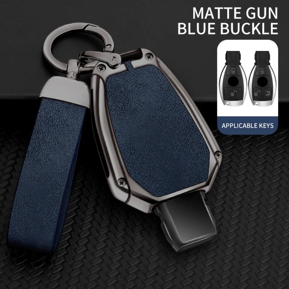 Leather Car Metal Key Case Cover Shell for Mercedes Benz A B C E Class GLS GLA GLK GLC CLS CLA AMG W204 W205 W212 W463 W176