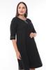 Women's Big Size Dress Plus Size Dress with Collar and Sleeve Stone Accessory Detail