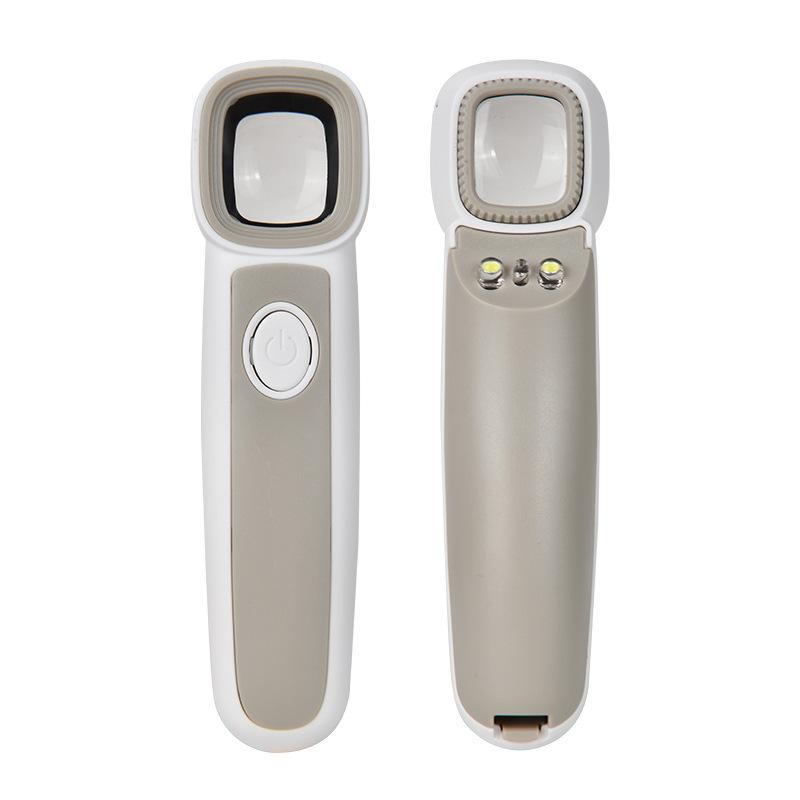 

1PC 32X/36X/44X/50X Handheld Portable Magnifier Square Lens with LED UV Light for Antique Jewelry Identification Collection