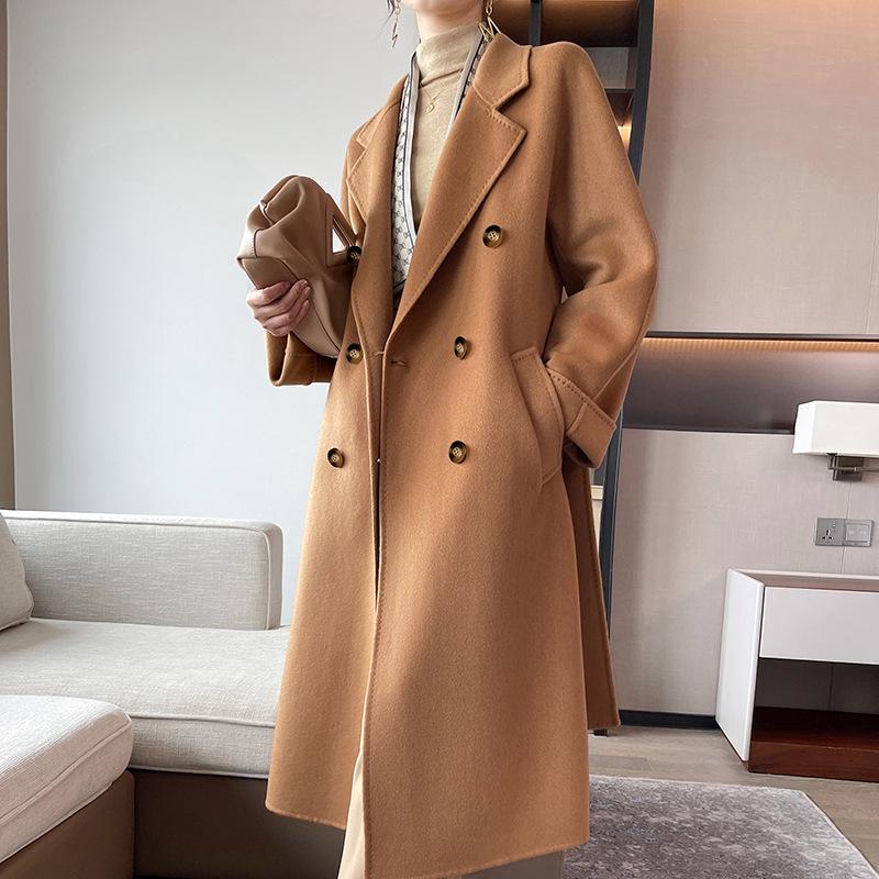 Women's Long Camel Double-Faced Coat: 30% Cashmere, 70% Wool - New Fall/Winter 2024