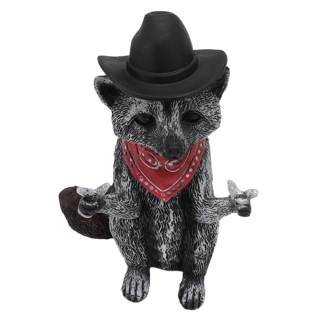 Raccoon Figurine Funny Lifelike Decorative Resin Wild Animal Statue Ornament for Desk Bookshelf