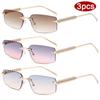 Protective Glasses 3pcs Fashion Rimless Polygon Sunglasses Women Metal Frame Sun Glasses Vintage Irregular Legs Eyewear Ladies