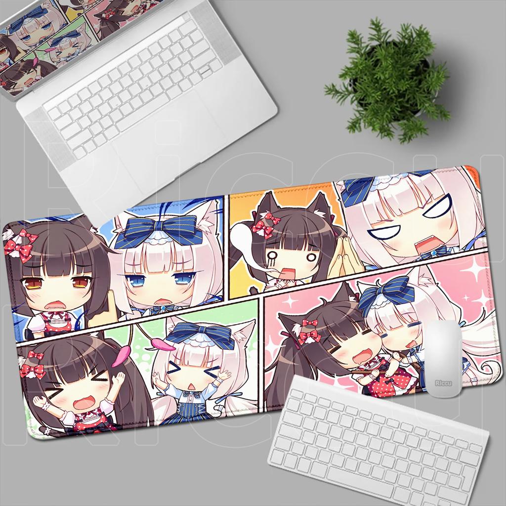 HD Anime Mousepad Cute Chocolate And Vanilla Natural Rubber Nonslip Keyboard Gaming Nekopara Extended Mat PC Office Accessories